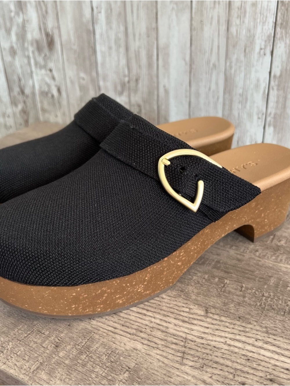 Rothy's Classic Clog Black Textured Platform Wedge Heeled Clogs New Size 7.5 - Picture 4 of 7